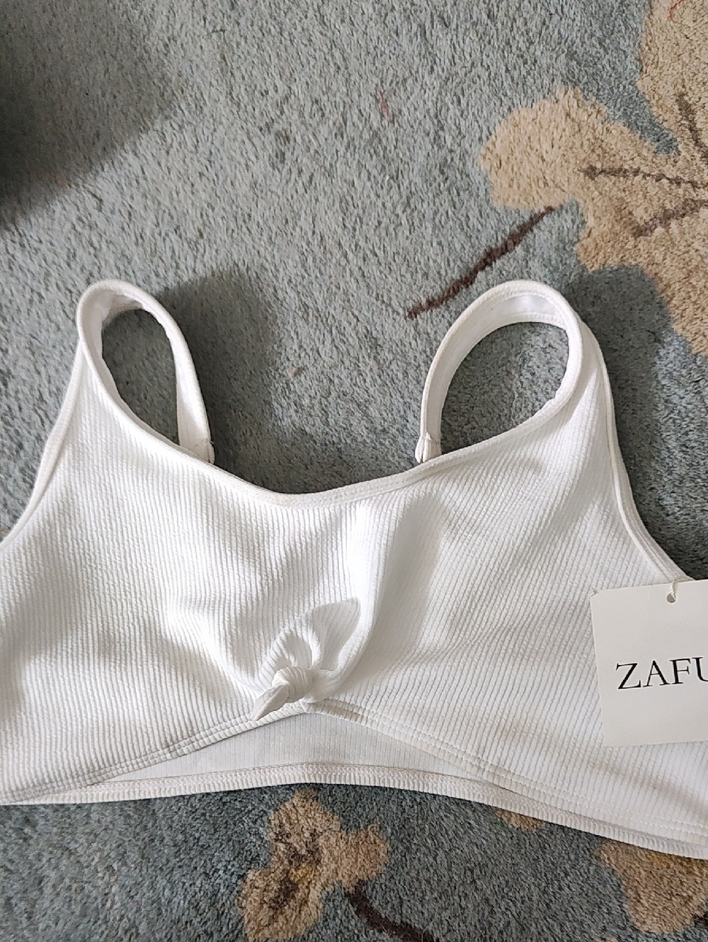 Zaful White Ribbed Knot Bralette